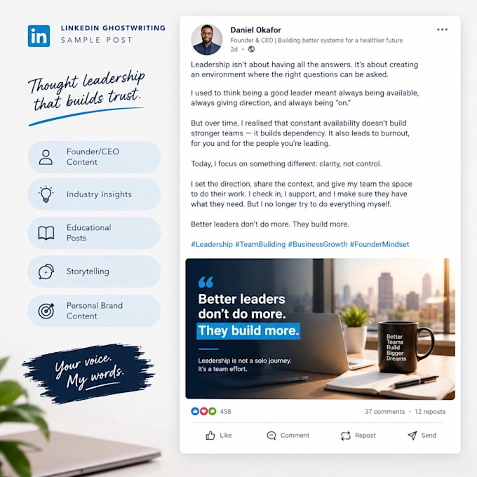 ghostwrite engaging linkedin posts for founders and business owners