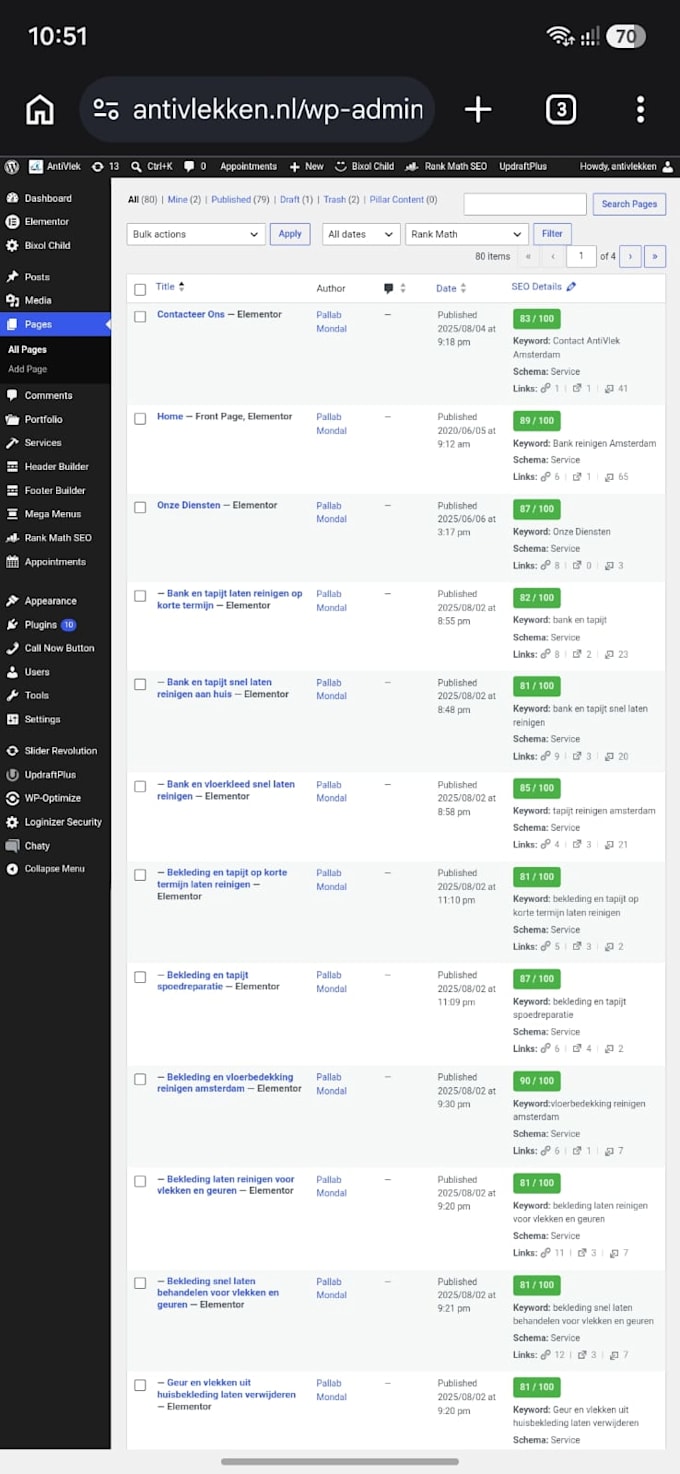 do complete wordpress on page and technical SEO, fix google indexing issues