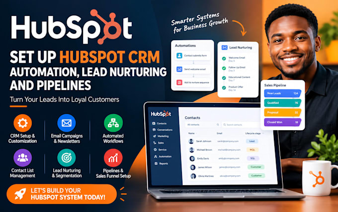 set up hubspot CRM automation, lead nurturing and pipelines