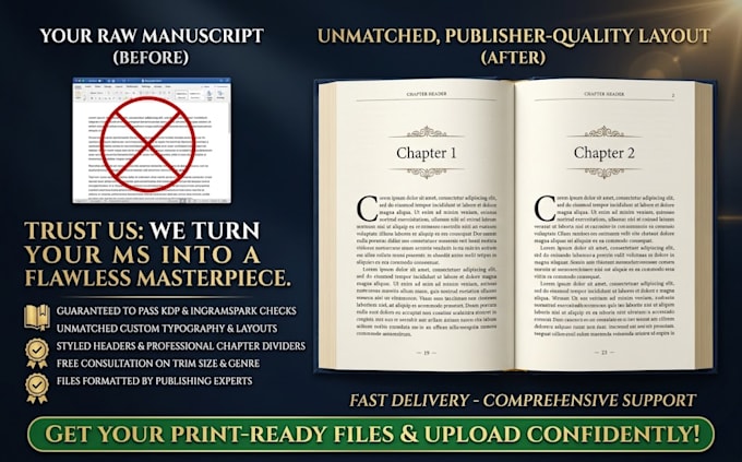 do professional book formatting and paperback layout for KDP