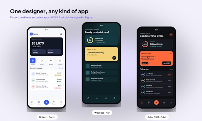 design a modern mobile app UI UX for ios and android