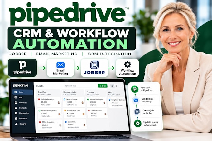 integrate pipedrive email marketing, CRM, jobber, pipedrive workflow automation