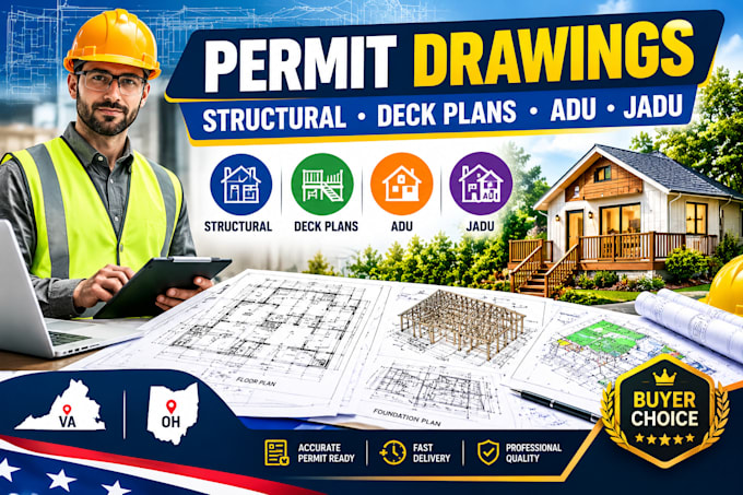 do permit structural drawings, deck plan, adu conversion and jadu in virginia oh