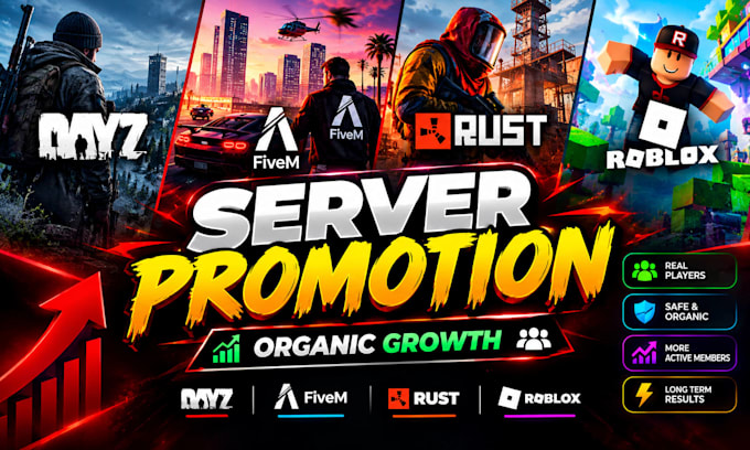 minecraft server promotion, gaming roblox dayz, fivem rust promotion