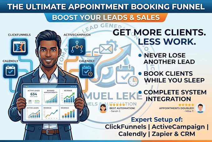 setup clickfunnels, activecampaign, and calendly appointment workflows
