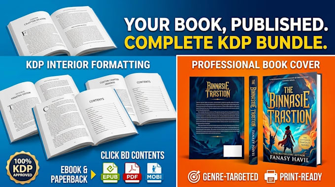 do amazon kdp interior formatting and book cover design for ebook and paperback