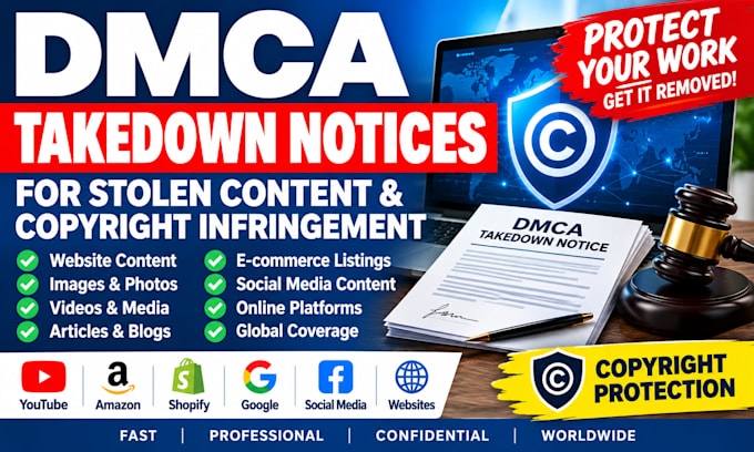 draft dmca takedown notices for stolen content and copyright infringement