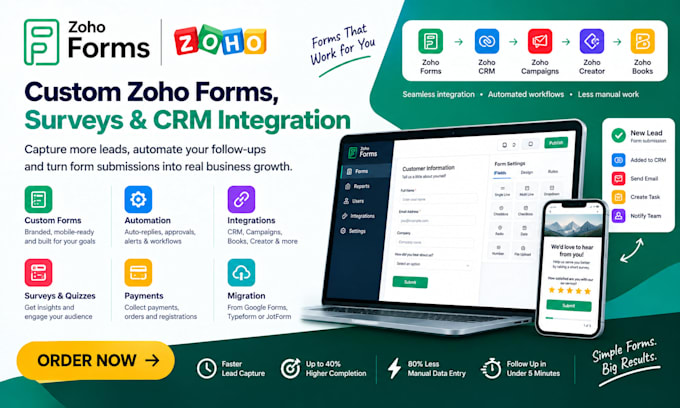 create zoho forms, zoho form to CRM integration and surveys