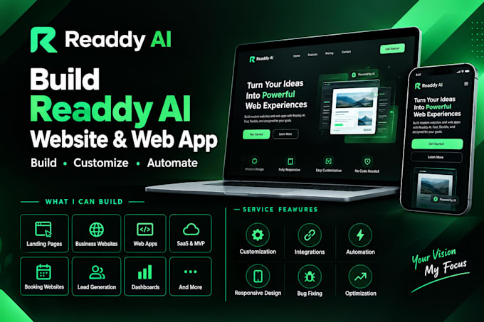 build readdy ai website, web app, landing page and automation