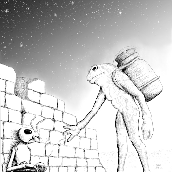illustrate a panel for horror comics or art