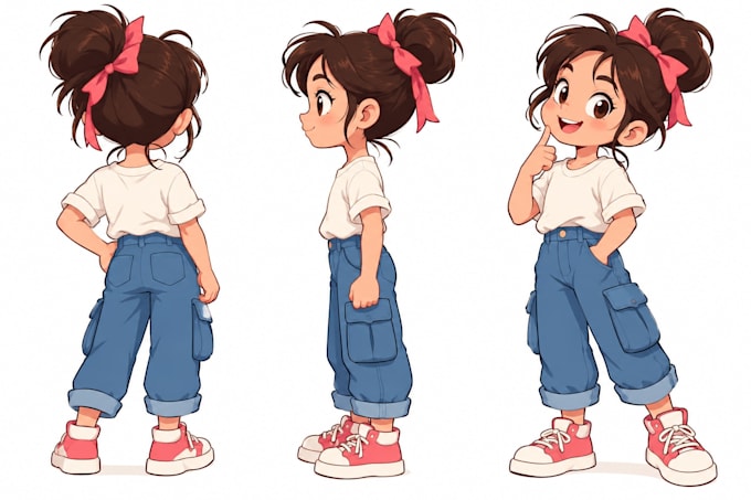 create a kids cartoon character model sheet for animation
