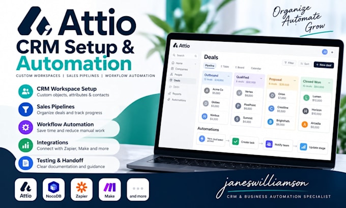 set up and customize attio CRM sales pipelines and workflow automation