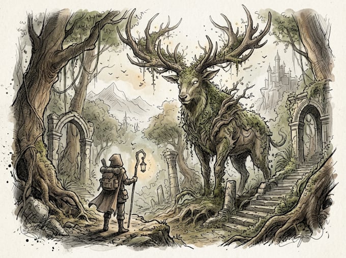 draw a fantasy sketchy illustration
