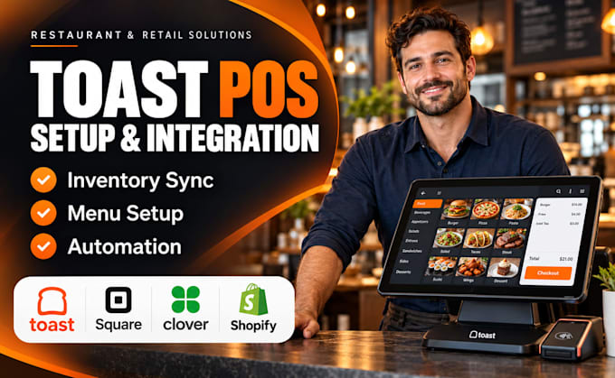 setup toast pos square pos clover pos shopify pos inventory sync automation menu