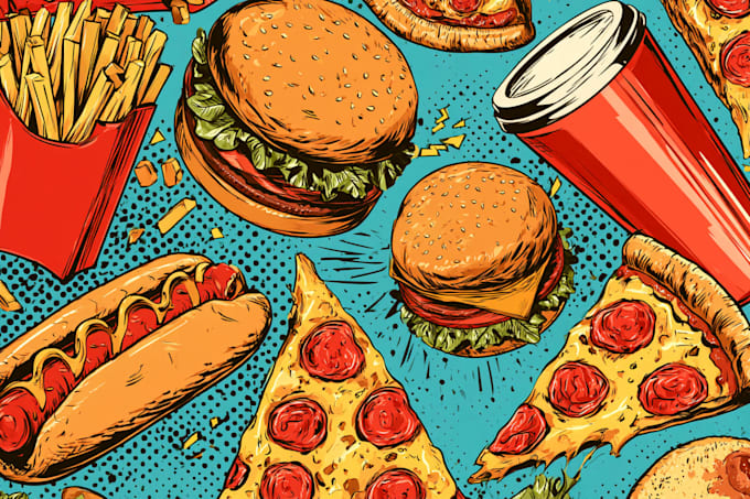 creative food pop art illustrations