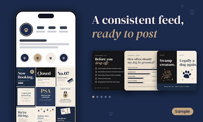 design pet shop and dog groomer instagram posts in canva
