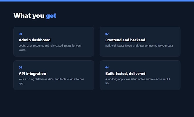 build a web app or admin dashboard with react node and java
