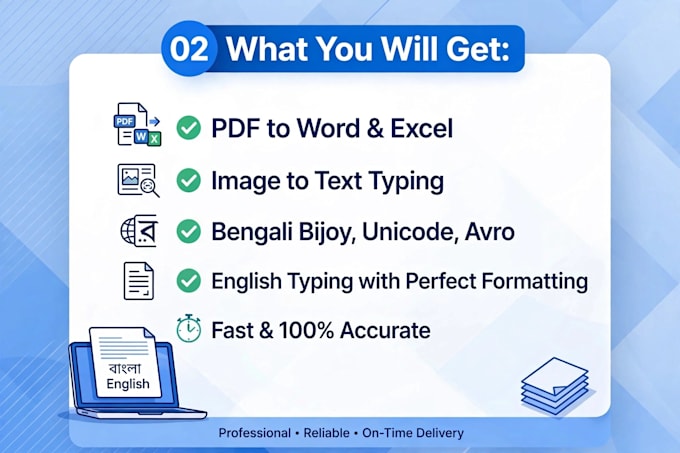 do data entry, pdf to word, bengali typing