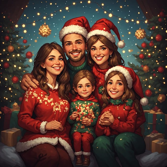 draw custom family christmas artwork