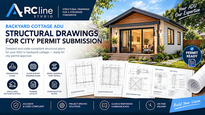 create backyard cottage adu structural drawings for city permits