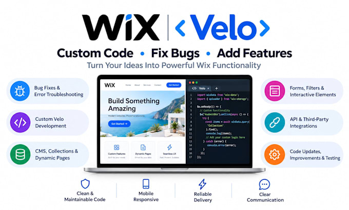 develop custom wix velo code wix api integration wix studio website