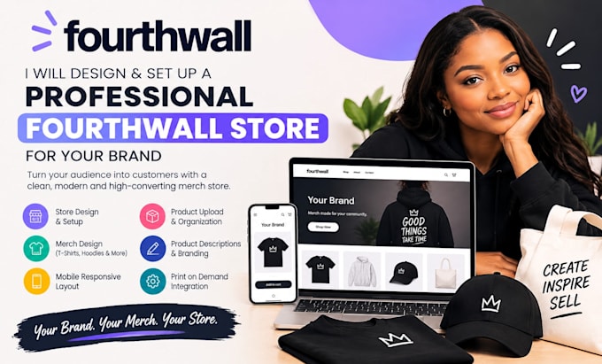 fourth wall website design fourthwall store set up merch tshirt pod design