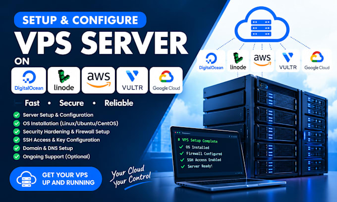 setup vps server on digitalocean linode AWS vultr  google cloud and gcp