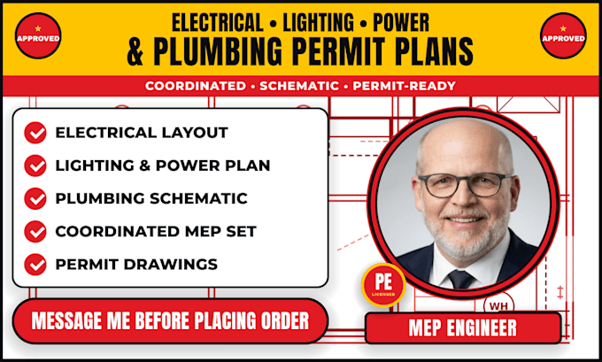 coordinate electrical lighting power and plumbing schematic permit plans