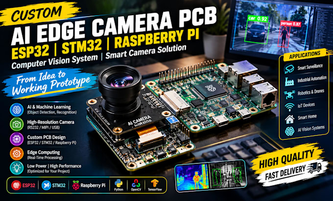 design ai edge camera pcb esp32 stm32 raspberry pi computer vision system