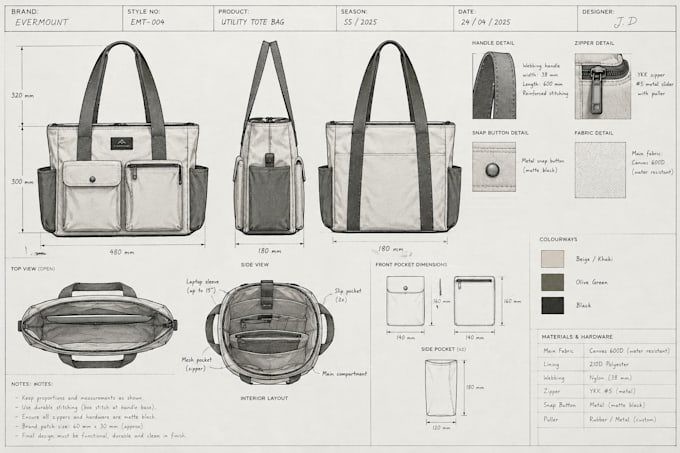 design bag tech pack, handbag backpack tech pack, fashion bag tech pack designer