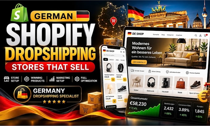 create a german shopify dropshipping shop with german suppliers