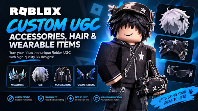 create custom roblox accessories,hair and wearable items