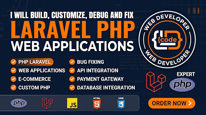 build, customize, debug and fix laravel PHP and typescript web applications