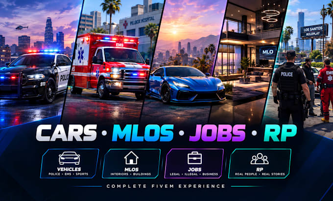 create, setup and develop a customize fivem gta 5 roleplay server, car pack
