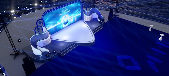design 3d event stage, concert stage with realistic rendering