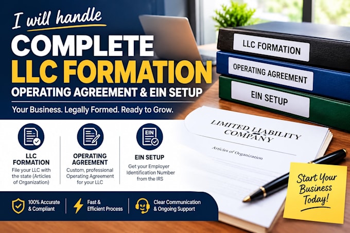 handle complete llc formation operating agreement and ein setup