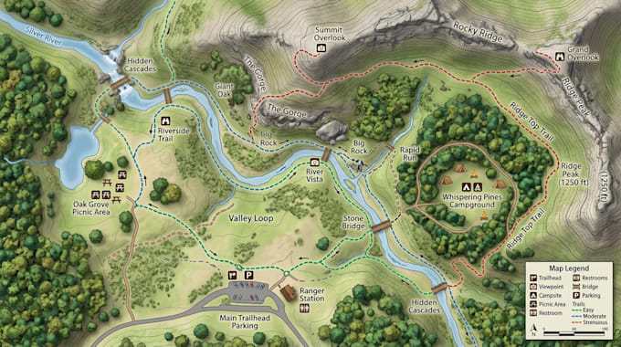 design hiking, trail, park and adventure maps