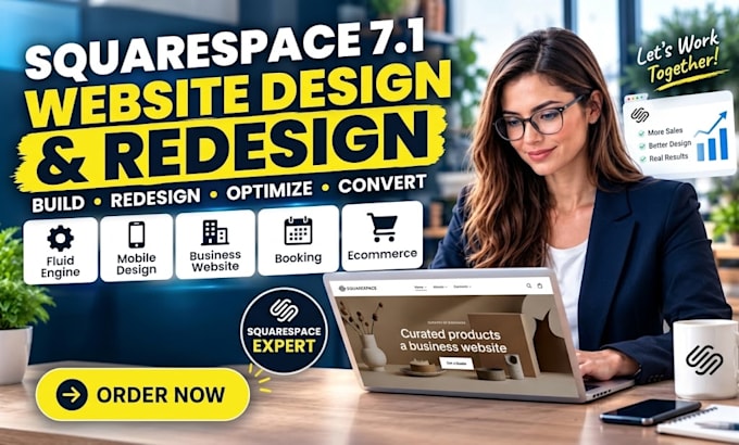 design squarespace website, redesign, SEO and development