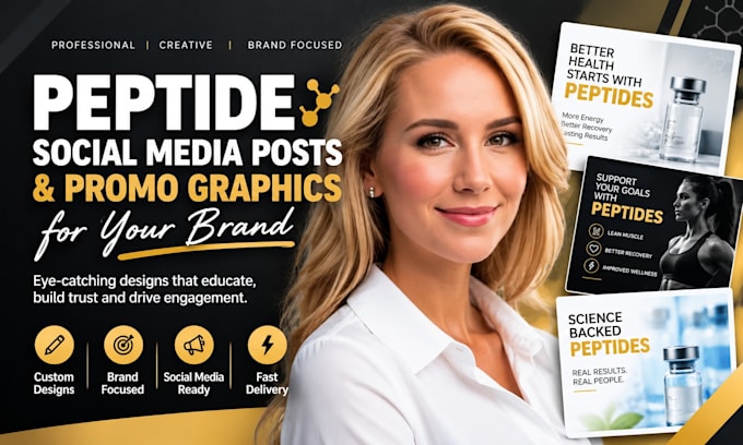 design peptide social media posts and promo graphics for your brand