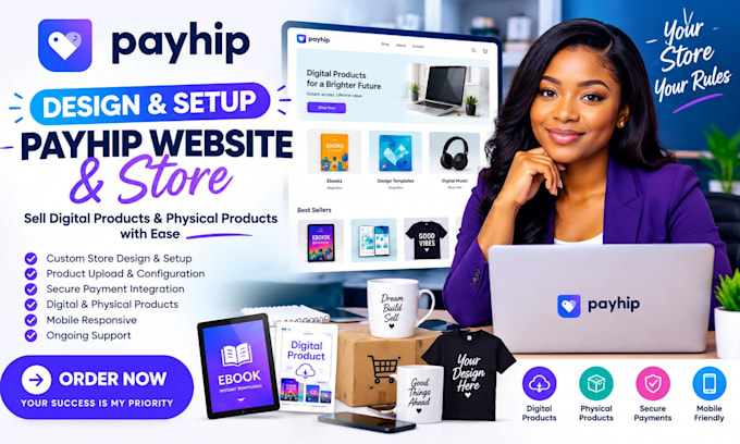 design payhip website setup payhip store sell digital products physical product