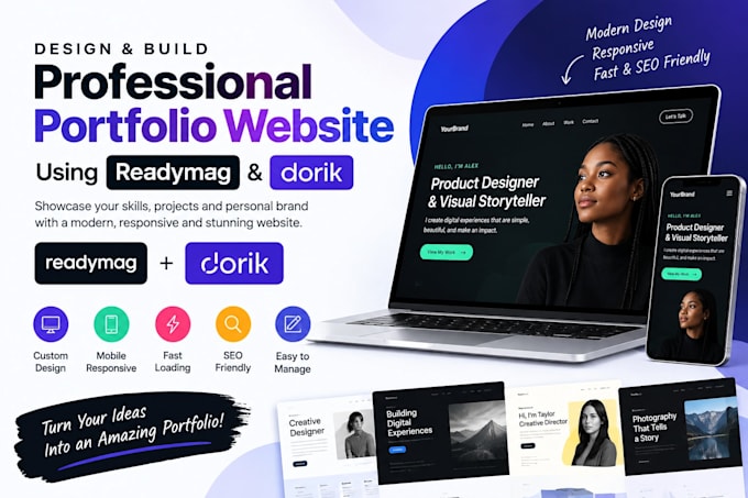 design a professional portfolio website using readymag and dorik