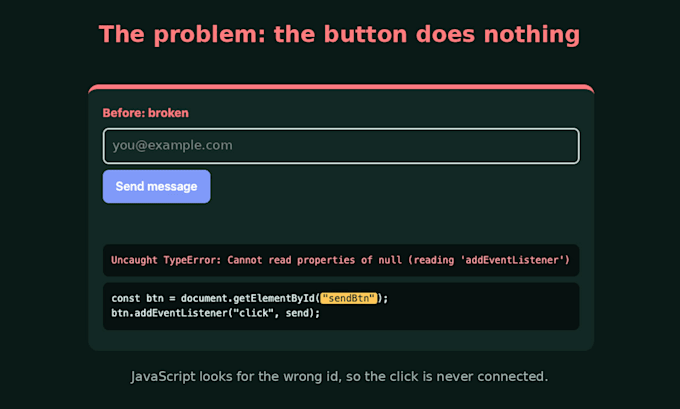 fix javascript bugs and broken buttons on your website