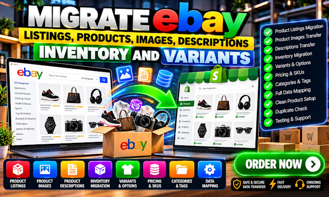 migrate ebay listings products images descriptions inventory and variants