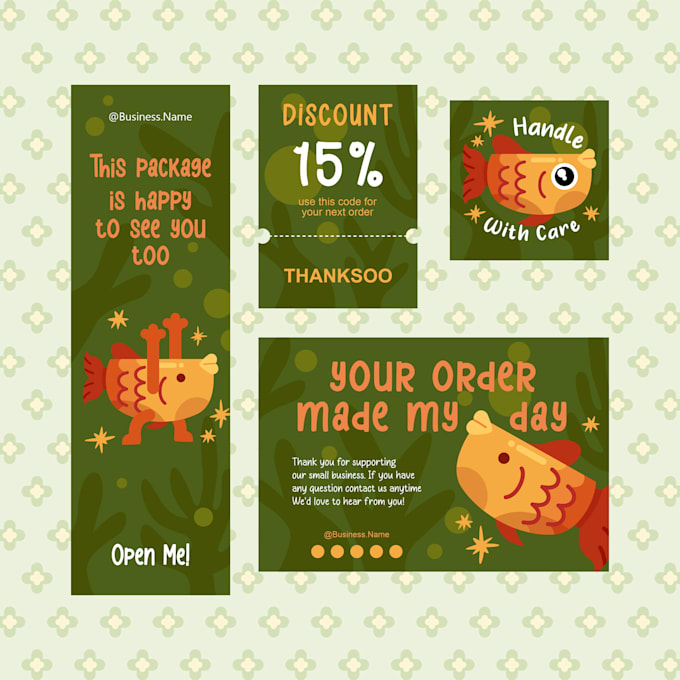 create aesthetic thank you card set for your package insert