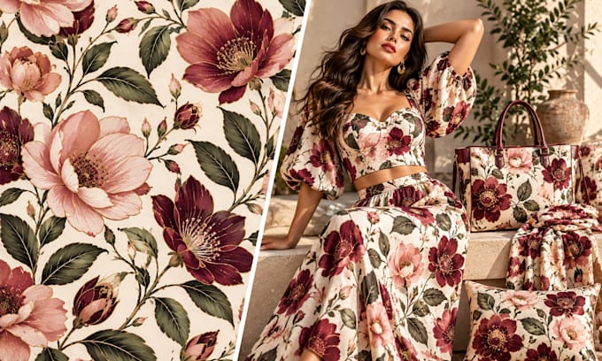 design seamless surface patterns for textiles, fabric and products