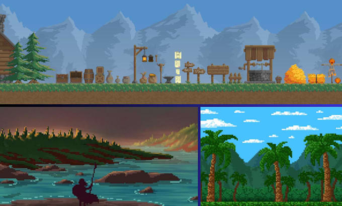 do 2d pixel background game art tilemap game assets platformer parallax scroll