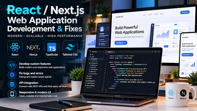 develop or fix your react or nextjs web application