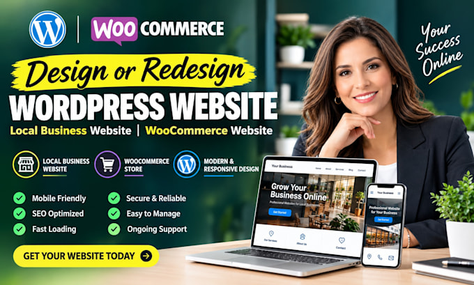 design or redesign wordpress website local business website woocommerce website