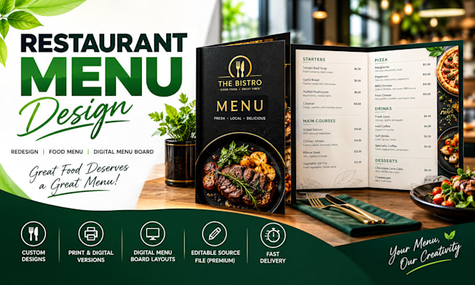 design restaurant menu redesign restaurant menu   food menu digital menu board