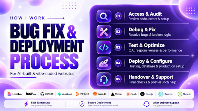 fix bugs and deploy your ai built website on vercel or netlify